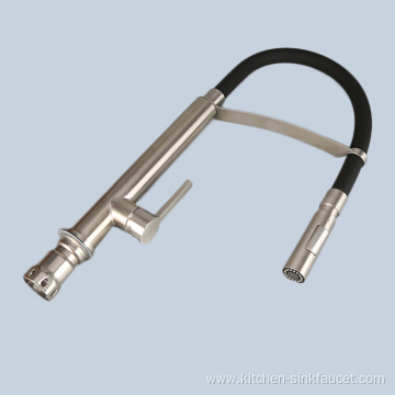 Stainless black steel hose type kitchen faucet